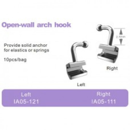 Crimpable open-wall arch hook